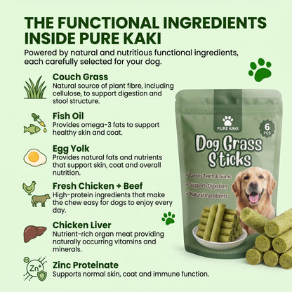 Give Your Dog What They Actually Need - Pure Kaki Grass Sticks